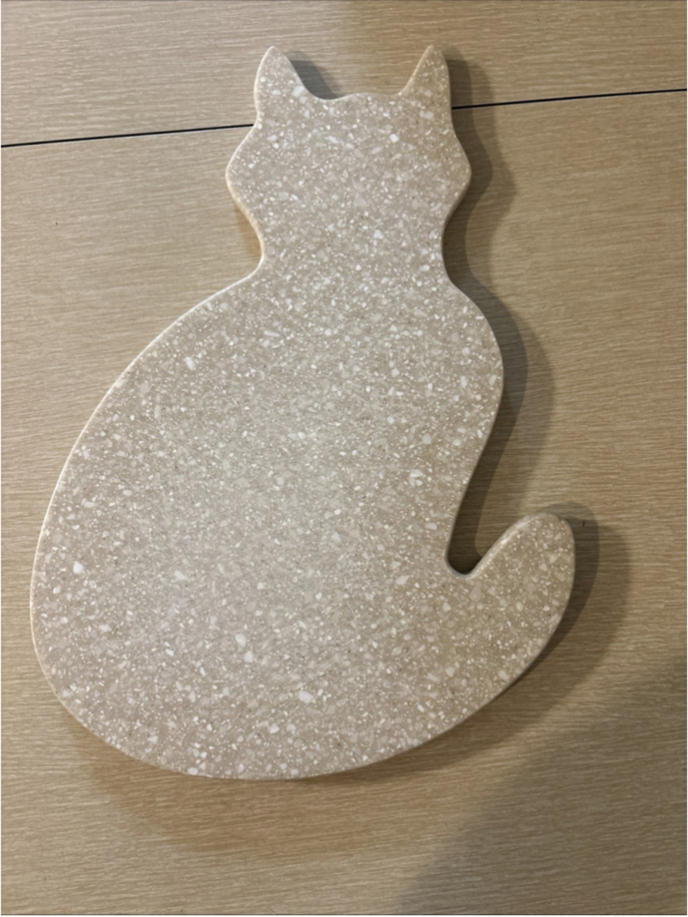 Vtg Corian Solid Surface Cat Cutting Board Trivet Speckled Beige Gray Cream 1191